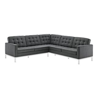 Modway Loft 2 Piece Dark Gray Wool Sectional Sofa
