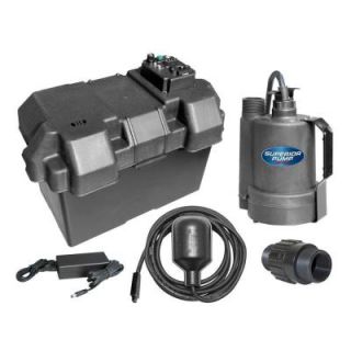 Superior Pump 12 Volt Submersible Emergency Battery Backup Sump Pump System with Tethered Float Switch 92900