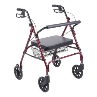 Drive Heavy Duty Red Bariatric Large Padded Seat Rollator Walker