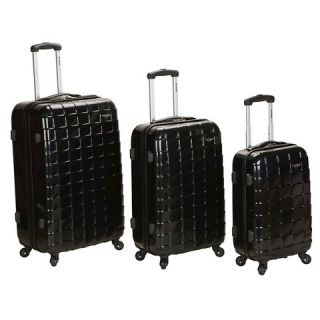Rockland Celebrity 3 Piece Polycarbonate/ABS Luggage Set   Black