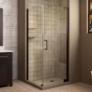 DreamLine Elegance 34 in. x 34 in. x 72 in. Pivot Shower Enclosure in Oil Rubbed Bronze with Glass Shelves SHEN 4134341 06
