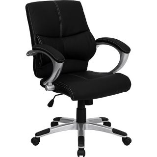 Leather Manager Mid Back Office Chair, Black