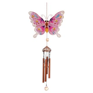 Carson 28.5 in. Wireworks Vibrant Mesh Butterfly Wind Chime