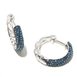 0.5ct Blue Diamond Sterling Silver Hoop Earrings   8028728