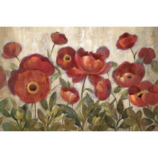 Canvas Wall Art Red Flowers, 21.5" x 32.5"
