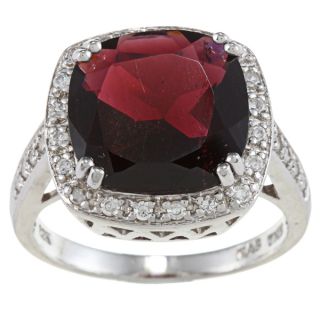 Glitzy Rocks Sterling Silver Square cut 10.4 CTW Garnet and Cubic