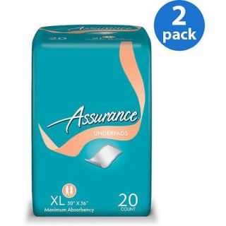 Assurance Extra Absorbency Protective Underpads, 20 ct ea, 2pk