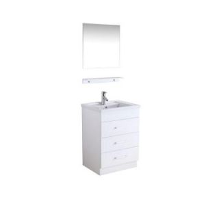 Virtu USA Milo 22 6/8 in. Single Basin Vanity in White with Ceramic Vanity Top in White and Mirror DISCONTINUED SS 83823 C WH