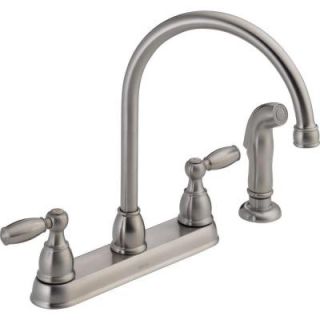 Delta Foundations 2 Handle Standard Kitchen Faucet with Side Sprayer in Stainless 21988LF SS