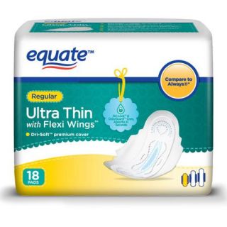 Equate Regular Ultra Thin Pads with Flexi Wings, 18 count