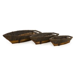 IMAX Hampton Boat Willow Trays   Set of 3   Bowls & Trays