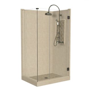 American Bath Factory Panel Medium Fiberglass and Plastic Square Corner Shower Kit (Actual 86 in x 32 in x 36 in)