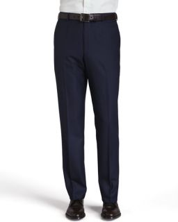 Isaia Basic Wool Trousers, Navy