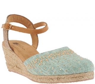 As Is White Mountain Closed  toe Espadrille Wedges Sail Boat —