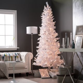 White Tiffany Pre Lit Tinsel Christmas Tree