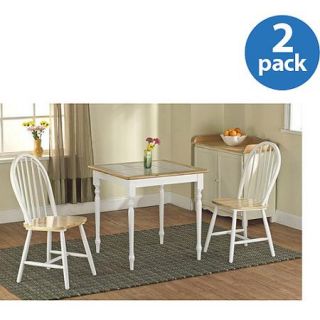 Windsor Dining Chair, White/Natural, Set of 2
