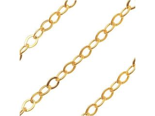 14K Gold Filled Fine Flat Cable Chain 2x1.5mm Oval Links   Sold Bulk By The Foot