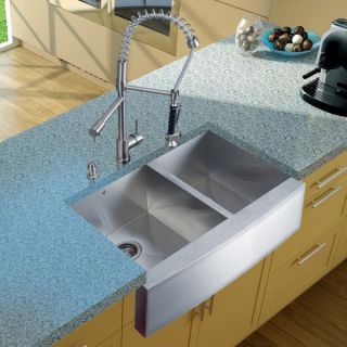 Vigo Farmhouse 36x20 inch Stainless Steel Kitchen Sink/ Faucet/ Two