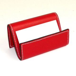 Bey Berk D1614 Business Card Holder   Red Leather   Office Desk Accessories