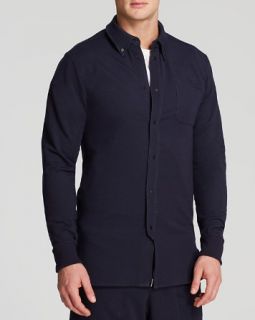 Black Apple French Terry Snap Button Shirt   Regular Fit  's Exclusive