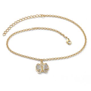 PalmBeach 18k Gold Plated Two Tone Filigree Butterfly Ankle Bracelet