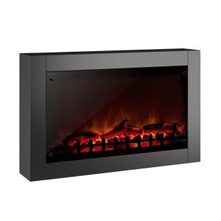 CorLiving 30.75 in W 5000 BTU Black Metal Wall Mount Electric Fireplace with Thermostat and Remote Control