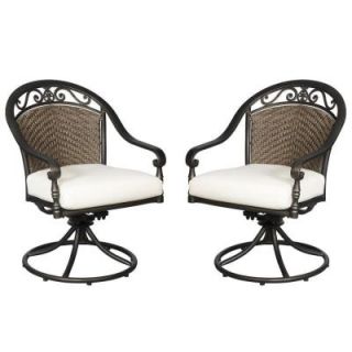 Hampton Bay Edington Woven Back Swivel Patio Dining Chair with Cushion Insert (2 Pack) (Slipcovers Sold Separately) 141 005W SR NF