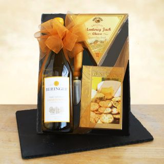 Signature Chardonnay, Cracker and Cheese Board   Gift Baskets by Occasion