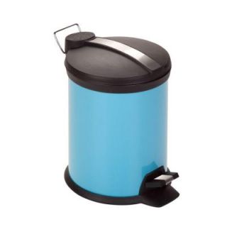 Honey Can Do 3 l Blue Round Metal Step On Touchless Trash Can TRS 02072