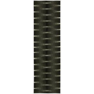 Geometric Pattern Black/ Grey Wool/ Art Silk Area Rug (26x10