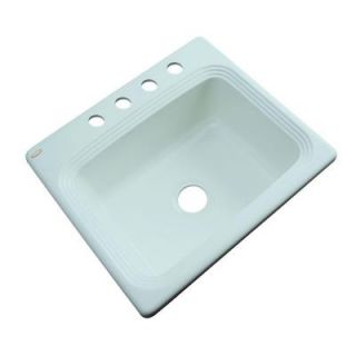 Thermocast Rochester Drop In Acrylic 25 in. 4 Hole Single Bowl Kitchen Sink in Seafoam Green 25444