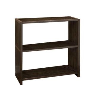 Seville Classics Mocha Classic Lines 2 Shelf Bookcase with Resin Slats in Dark Brown Wood FRN04725