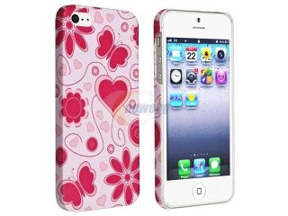 Insten Snap on Rubber Coated Case Cover compatible with Apple iPhone 5, Flower Rear Style 48
