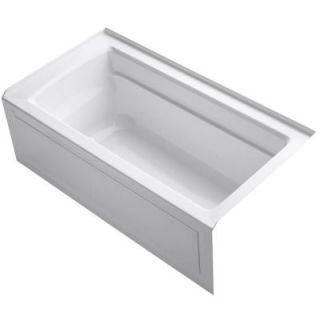 KOHLER Archer 5 ft. Acrylic Right Drain Rectangular Alcove Whirlpool Bathtub in White K 1122 GRA 0