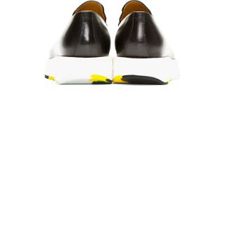 Jil Sander Black Leather Platform Sole Penny Loafers