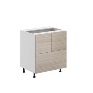 Fabritec 30x34.5x24.5 in. Geneva Deep Drawer Base Cabinet in White Melamine and Door in Silver Pine BD1D30.W.GENEV