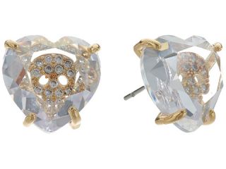 Betsey Johnson Mini CZs Skull Heart Stud Earrings Crystal