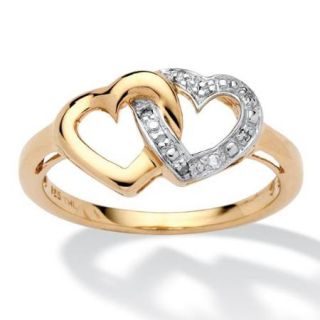 Diamond Accent Interlocking Heart Promise Ring in 18k Gold over Sterling Silver   Size 8