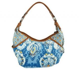As Is Tignanello Cotton Dual Pattern Printed Canvas Hobo —