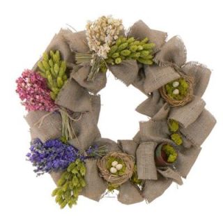 The Christmas Tree Company Bird's Nest and Blooms with Burlap 20 in. Dried Floral Wreath DISCONTINUED SF9204994CTC