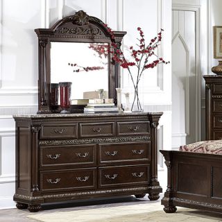 Roxbury Faux Marble Top 7 drawer Dresser and Mirror  