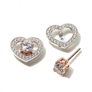 2.24ct Absolute™ Sterling Silver and Rose Vermeil Stud Earrings with Hear   7527406