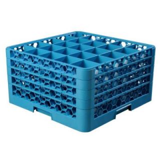 Carlisle 19.75x19.75 in. 25 Compartment 4 Extenders Glass Rack (for Glass dia. 3.25 in., H 9.50 in.) in Blue (Case of 2) RG25 414