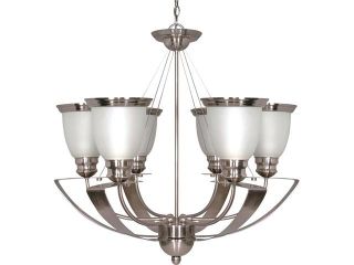 Nuvo Palladium   6 Light   25 inch   Chandelier   w/ Satin Frosted Glass Shades