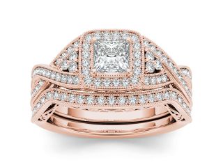14k Rose Gold 1 1/5ct TDW Diamond Princess cut Solitaire Engagement Ring (H I, I2)
