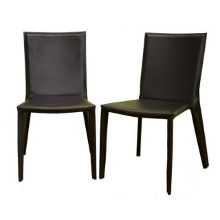 Chocolate Brown Bonded Leather Dining Chairs (Set of 2)   12139126