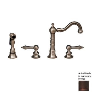 Whitehaus Collection Vintage III Mahogany Bronze 2 Handle Bar Faucet with Side Spray