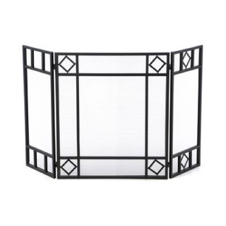 Uniflame 3 Panel Wrought Iron Fireplace Screen with Diamond Design