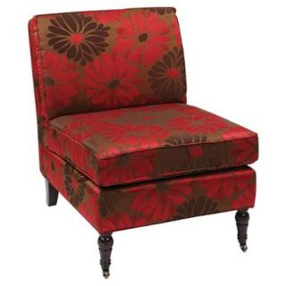 Madrid Accent Chair with Chrysanthemum Floral Print and Solid Wood Caster Legs