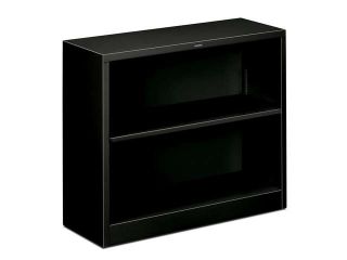 HON Company 2 Shelf Metal Bookcase, 34 1/2"Wx12 5/8"Dx29"H, Black
